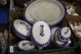 A TRAY OF BLUE AND WHITE WHIELDON SAVOY PATTERN DINNERWARE