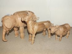 THREE HANDMADE STRAW ANIMAL FIGURES