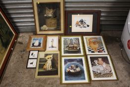 A COLLECTION OF CAT RELATED PRINTS TO INCLUDE A RETRO STYLE EXAMPLE (11)