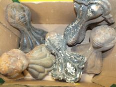 A BOX OF CAST METAL BALL AND CLAW FURNITURE FEET