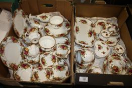TWO TRAYS OF ROYAL ALBERT OLD COUNTRY ROSES, TO INCLUDE HEART SHAPED TRINKET POT, ASH TRAYS ETC.