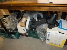 A QUANTITY OF ELECTRICALS TO INCLUDE GAME CONSOLE STEERING WHEELS, BOXED XBOX 360 ETC.