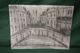 CIRCLE OF LAWRENCE STEPHEN LOWRY, (1887-1976) A PENCIL SKETCH OF A BUSY STREET SCENE IN SALFORD