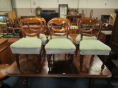 A SET OF SIX VICTORIAN MAHOGANY CROWN BACK DINING CHAIRS