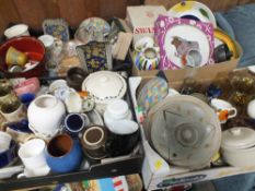 FOUR TRAYS OF CERAMICS AND GLASSWARE TO INCLUDE TTC PATRICK STYLE CHINA, AYNSLEY ETC.