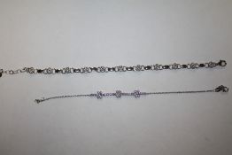 TWO LADIES STERLING SILVER BRACELETS, APPROX WEIGHT 10 G