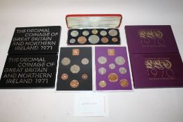 FOUR GREAT BRITISH 1970 AND 1971 PROOF SETS TOGETHER WITH ANOTHER