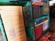 THREE TRAYS OF ASSORTED BOOKS TO INCLUDE A SET OF H.G. WELLS BOOKS (PLASTIC TRAYS NOT INCLUDED)
