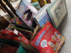 A BOX OF ASSORTED SUNDRIES TO INCLUDE JIGSAW PUZZLES