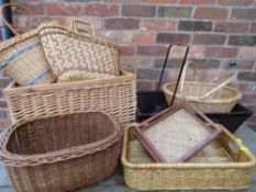 A COLLECTION OF WICKER BASKETS