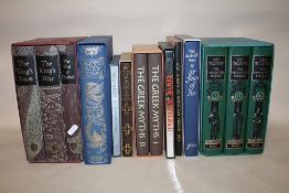 A COLLECTION OF FOLIO SOCIETY BOOKS TO INCLUDE LEO TOLSTOY, GRIMMS FAIRY TALES ETC. (14)