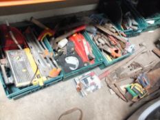 SIX TRAYS OF HANDTOOLS AND PARTS ETC ( PLASTIC TRAYS NOT INCLUDED )