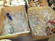 TWO TRAYS OF ASSORTED GLASSWARE TO INCLUDE BOHEMIA CRYSTAL