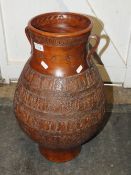 A LARGE MODERN GRECO-ROMAN STYLE TWIN HANDLED VASE, H 54.5 CM