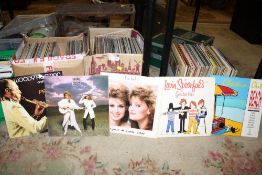 THREE BOXES OF ASSORTED LP RECORDS TO INCLUDE THE BEATLES, GENESIS ETC.