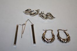 THREE PAIRS OF SILVER EARRINGS, APPROX WEIGHT 8 G