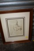 A FRAMED AND GLAZED ETCHING DEPICTING A BREAST FEEDING MOTHER SIGNED JOHN WHEATLEY IN PENCIL TO