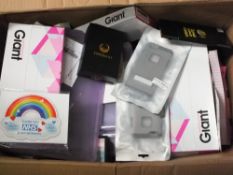 A CAGE OF MIXED ITEMS TO INCLUDE PHONE CASES, SCREEN PROCTORS, WRISTBANDS ETC ( CAGE NOT INCLUDED )