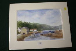 AN UNFRAMED AND MOUNTED WATERCOLOUR, ENTITLED 'LERRYN, CORNWALL', SIGNED JOHN BENNETT