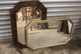 TWO OCTAGONAL BEVEL EDGED WALL MIRRORS TO INCLUDE A BEADED OAK FRAMED EXAMPLE SIZES INCLUDING FRAMES