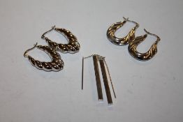 THREE PAIRS OF SILVER EARRINGS, APPROX WEIGHT 10.6 G