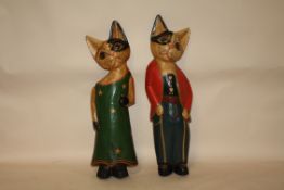 TWO MODERN FLATBACK WOODEN CATS, TALLEST APPROX H 50 CM
