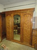 A LARGE VICTORIAN AESTHETIC INLAID TRIPLE WARDROBE H-229 W-215 CM