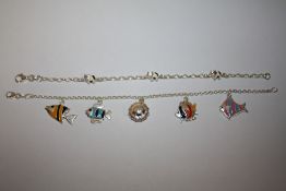 TWO MODERN SILVER CHARM BRACELETS, APPROX TOTAL WEIGHT 12.9 G
