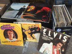 THREE CASES AND A BOX OF ASSORTED LP RECORDS TO INCLUDE SUPERTRAMP, ELO, ELTON JOHN ETC.
