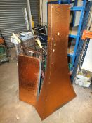 A COPPER PLATED FIREPLACE BASE 88.5 CM X 36 CM AND A CHIMNEY FLUE COVER 77 CM X 149 CM