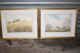 A PAIR OF FRAMED AND GLAZED WATERCOLOURS SIGNED BY JACK ELLIOTT