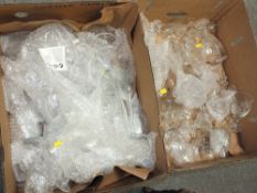 TWO TRAYS OF CUT GLASS DRINKING GLASSES TO INCLUDE TUTBURY CRYSTAL EXAMPLES