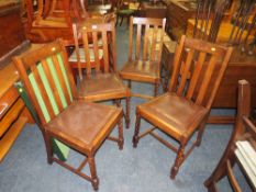 A SET OF FOUR OAK BARLEY TWIST DINING CHAIRS - CIRCA 1930