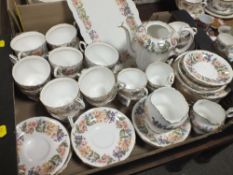 A TRAY OF PARAGON COUNTRY LANE CHINA TO INCLUDE A COFFEE POT