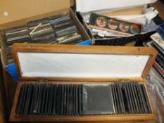 THREE BOXES OF GLASS MAGIC LANTERN SLIDES
