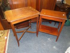TWO MAHOGANY INLAID OCCASIONAL TABLES