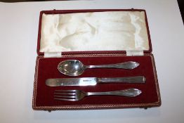 A CASED HALLMARKED SILVER CHRISTENING SET