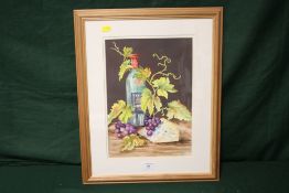 A FRAMED AND GLAZED WATERCOLOUR OF A STILL LIFE TABLE TOP SCENE, SIGNED BEATRICE CRITCHLOW LOWER