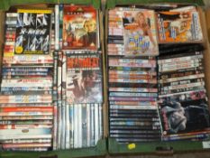 FOUR TRAYS OF DVDS