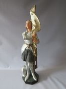 A LARGE MID 20TH CENTURY ECCLESIASTICAL FRENCH PLASTER AND PAINTED FIGURE OF JOAN OF ARC, also known