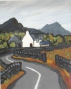DAVIS BARNES (XX-XXI). Welsh school, mountainous landscape with cottage, 'Near Nebo', signed