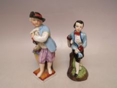 TWO 20TH CENTURY CONTINENTAL CERAMIC FIGURES, one having crossed swords mark to base, tallest H 15.5