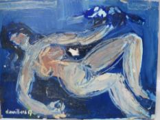 CLAUDE MAILLARD (b.1900). Modernist study of a reclining female nude, signed and dated 1967 lower