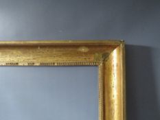 AN 18TH CENTURY FRENCH GOLD FRAME, frame W 8 cm, frame rebate 35.5 x 55 cm