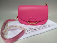 A NEW WITH TAGS LULU GUINNESS DESIGNER SMALL 'LSABELLA' CROSS BODY BAG IN PEONY, smooth leather with