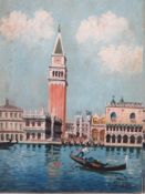 G. PATRIZIO (XX). Italian school, Venetian scene with gondola and gondolier, signed lower right, oil