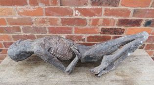 AN UNUSUAL METAL ART STEEL SCULPTURE OF A DECOMPOSED BODY, hand made, of forged and steel welded