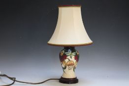 A MOORCROFT ANNA LILY PATTERN TABLE LAMP WITH SHADE, overall H 39.5 cm to inc shade