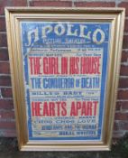 A EARLY 20TH CENTURY CINEMA VITAGRAPH POSTER FOR THE APOLLO PICTURE THEATRE STOKE NEWINGTON, printed