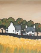 DAVIS BARNES (XX-XXI). Welsh school, cottages in a landscape 'Nefyn Cottages', signed verso, oil